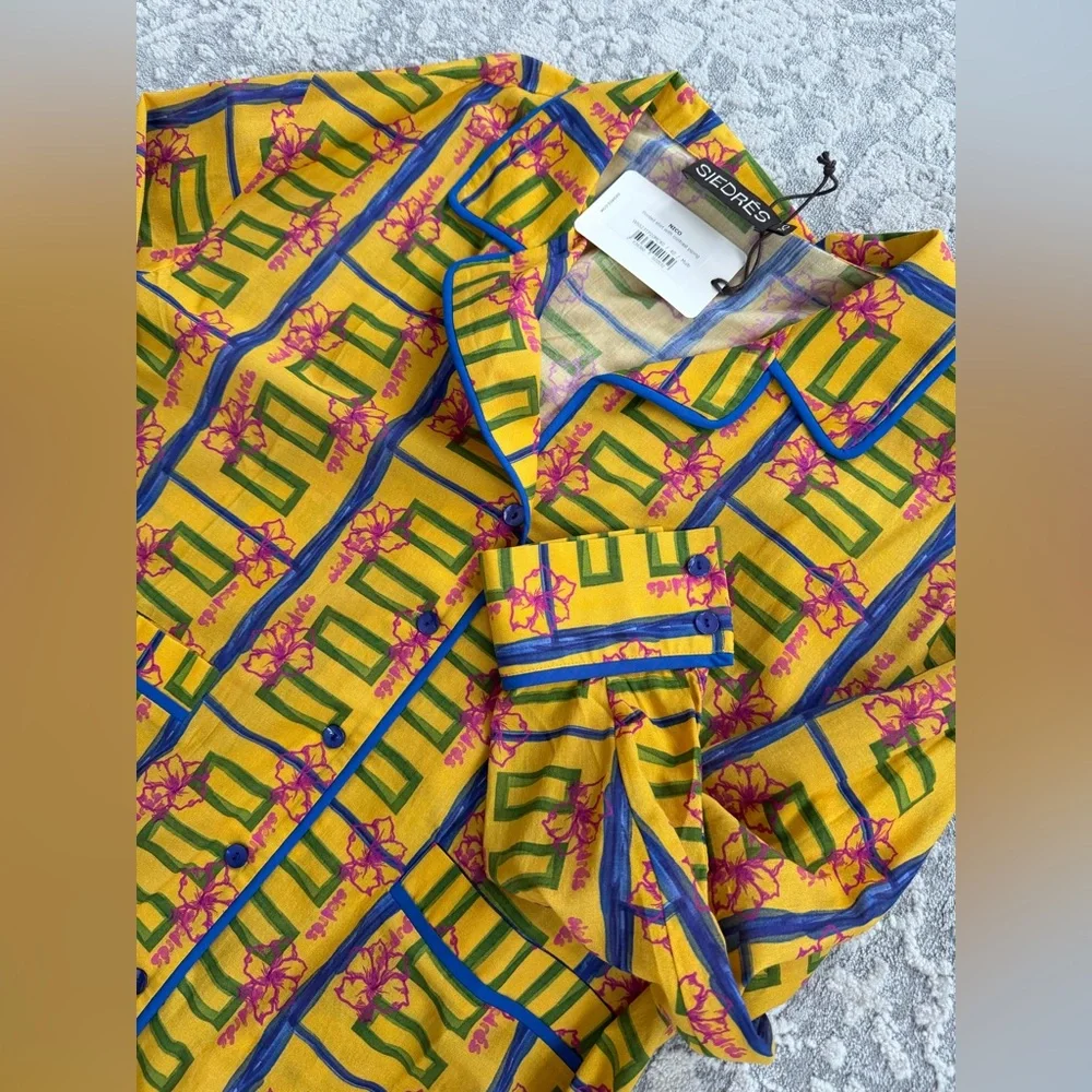 SIEDRES 2 Piece Matching Zyon Short Set Multicolor Button-Up Nico Shirt - Picture 9 of 12